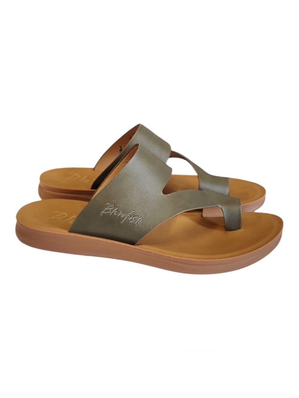 Blowfish Malibu Olive Toe-Loop Slide Sandals Size 7.5